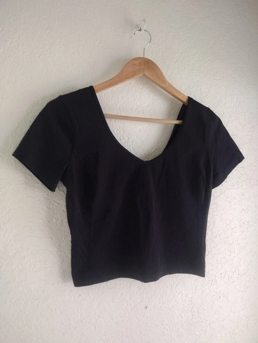 Lululemon Align™ V-Neck Short Sleeve Crop Top – Black | Buttery Soft Yoga Active